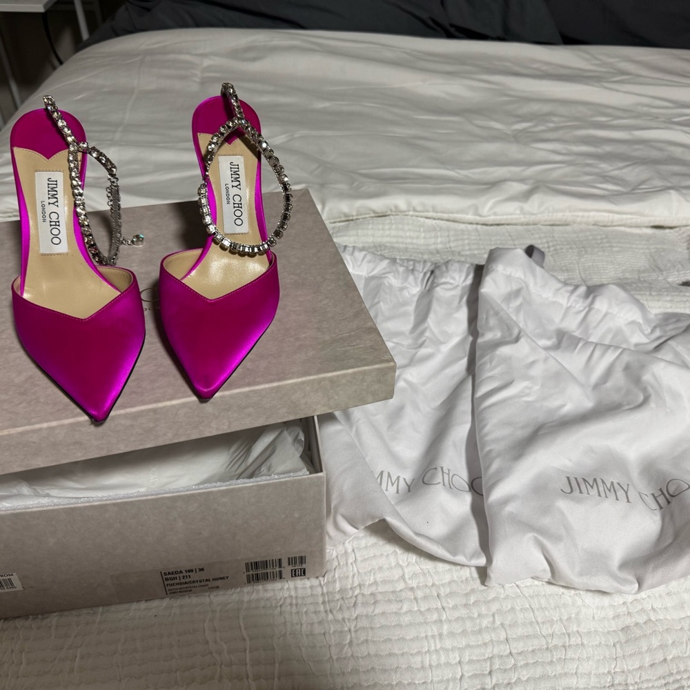 Jimmy Choo Fuchsia Heels with Crystal Embellishment